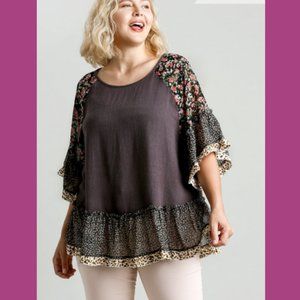 Umgee Dress Size XL S M L Rose Bell Long Sleeve Tunic Boho Womens Boutique New